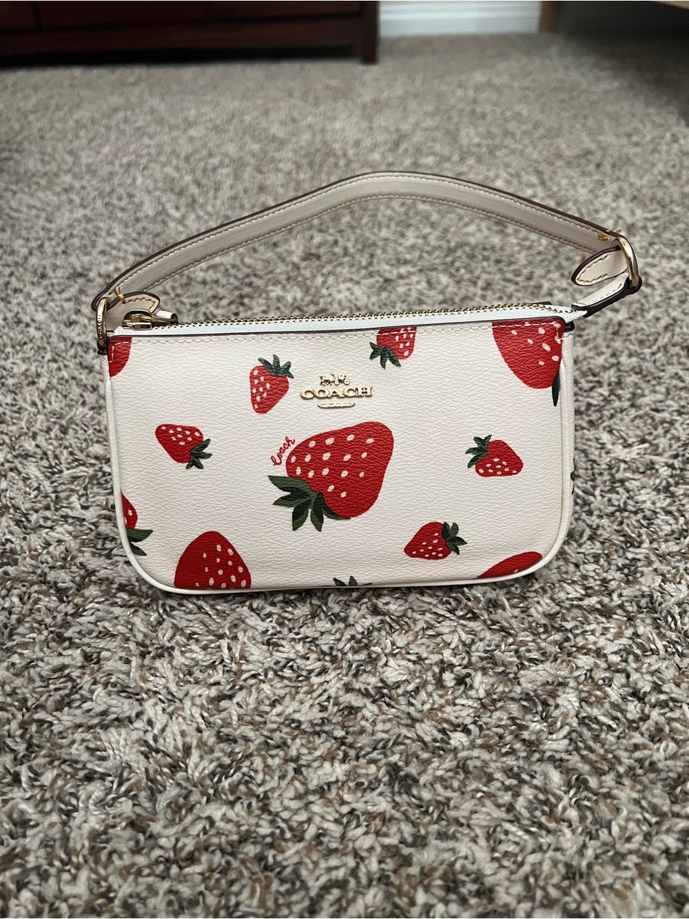 Coach Bag with Red Strawberry Print - Picture 3 of 7